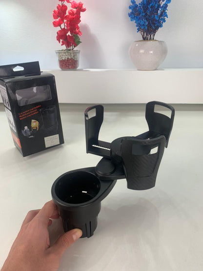 Porte-Gobelet Voiture Extensible 2-en-1 avec Base Rotative à 360° – حامل أكواب مزدوج قابل للتوسيع