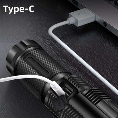 Lampe Torche 100W avec Batterie Lithium 18650*3 Portée de 1 à 1,5 km, mise au point réglable – مصباح يدوي عالي الطاقة مع بطارية ليثيوم
