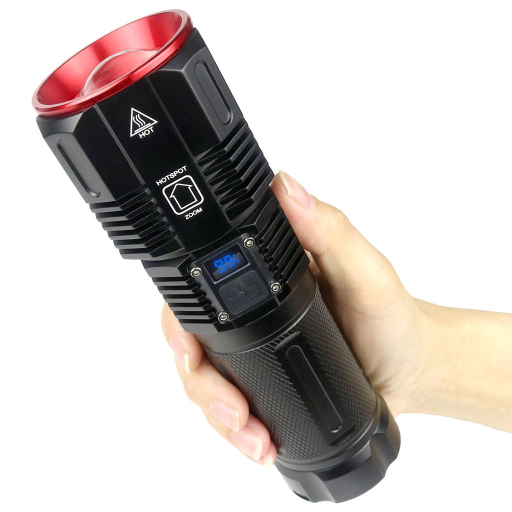 Lampe Torche 100W avec Batterie Lithium 18650*3 Portée de 1 à 1,5 km, mise au point réglable – مصباح يدوي عالي الطاقة مع بطارية ليثيوم