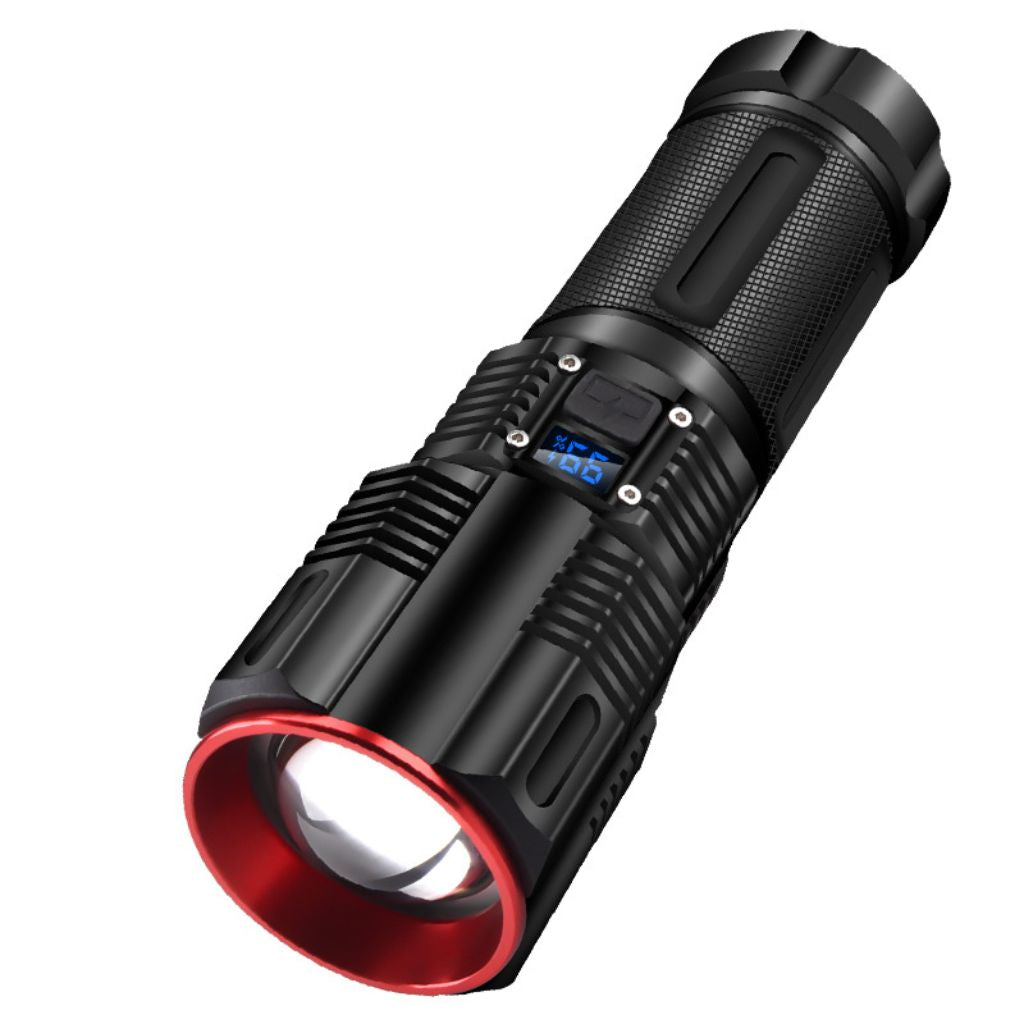 Lampe Torche 100W avec Batterie Lithium 18650*3 Portée de 1 à 1,5 km, mise au point réglable – مصباح يدوي عالي الطاقة مع بطارية ليثيوم