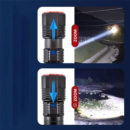 Lampe Torche 100W avec Batterie Lithium 18650*3 Portée de 1 à 1,5 km, mise au point réglable – مصباح يدوي عالي الطاقة مع بطارية ليثيوم