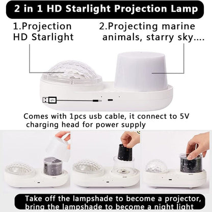 Projecteur de ciel étoilé pour enfants 2en1 - جهاز عرض ضوء ليلي بتصميم سماء النجوم للاطفال