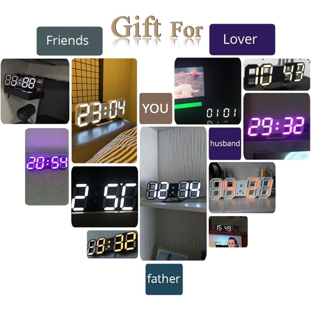 Horloge Numérique 3D LED pour Mur et bureau GH8018 – ساعة رقمية ثلاثية الأبعاد حائط و مكتب