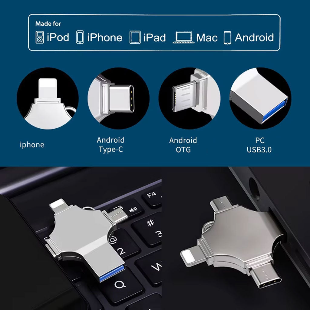 Clé USB 256GB i-Flash - 4 en 1 (Lightning + Micro + USB et Type-C Ports )