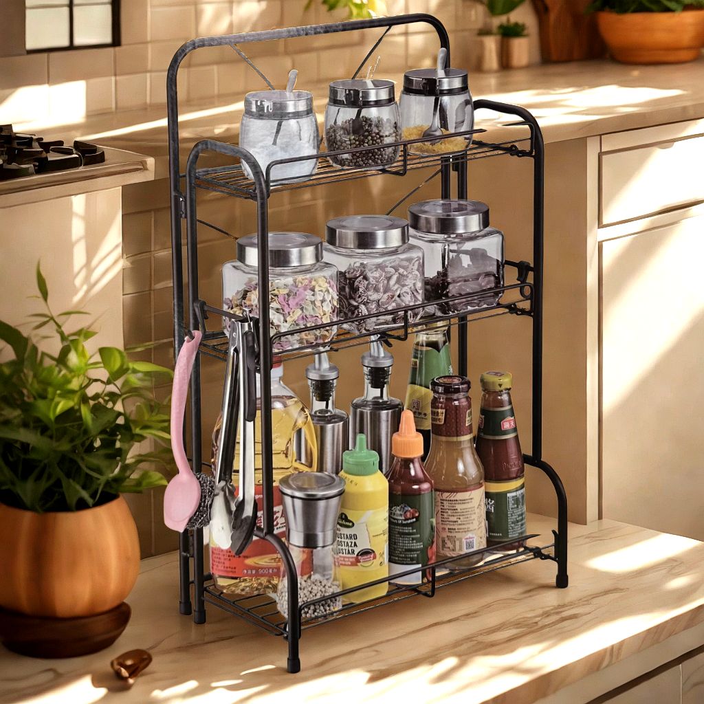 Étagère de Rangement à 3 Niveaux 59x19x35cm – وحدة رفوف تخزين بثلاث طبقات