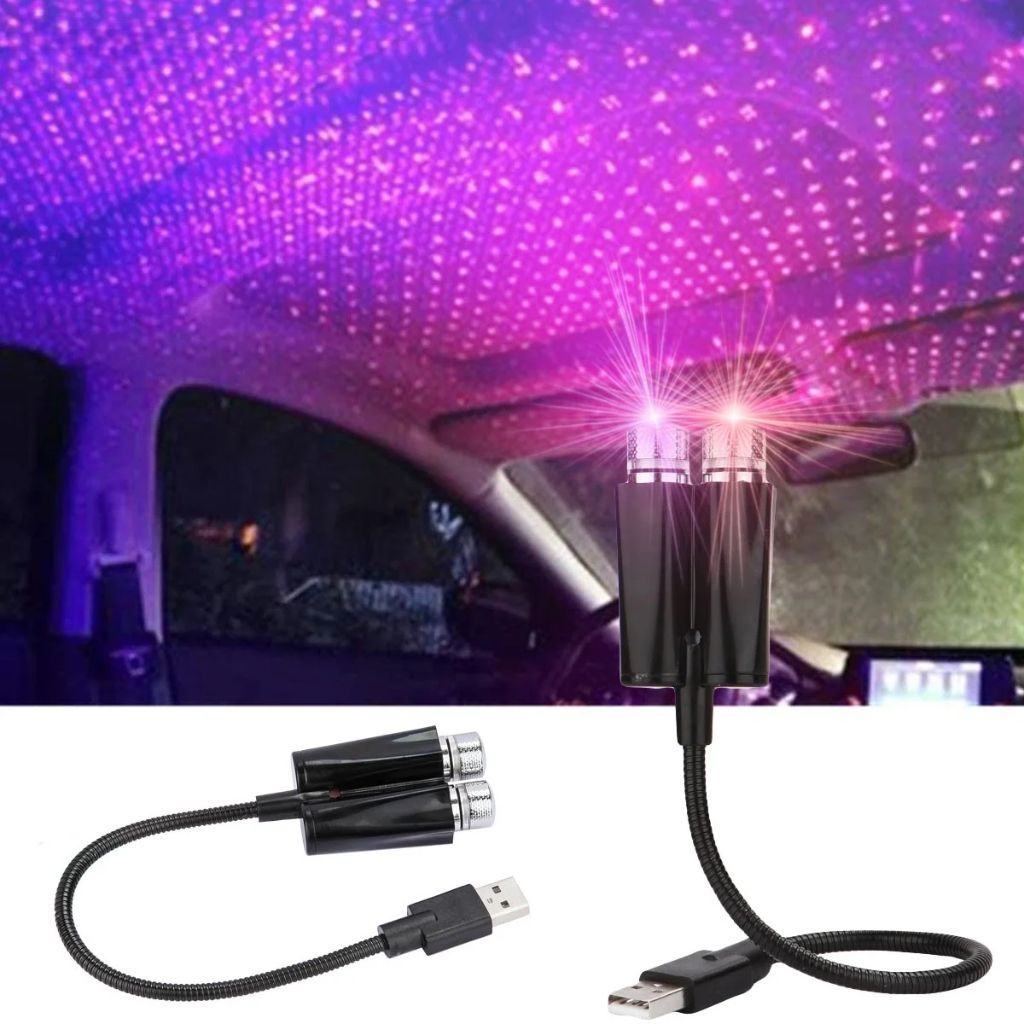 Double Projecteur Étoilé LED pour Intérieur de Voiture USB – إضاءة سقف السيارة