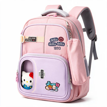 Sac à Dos Scolaire Delta Design Ergonomique avec Trousse et Pendentif Ours Inclus Rose SACKDS35RS - حقيبة ظهر مدرسية عصرية مع مقلمة مدمجة