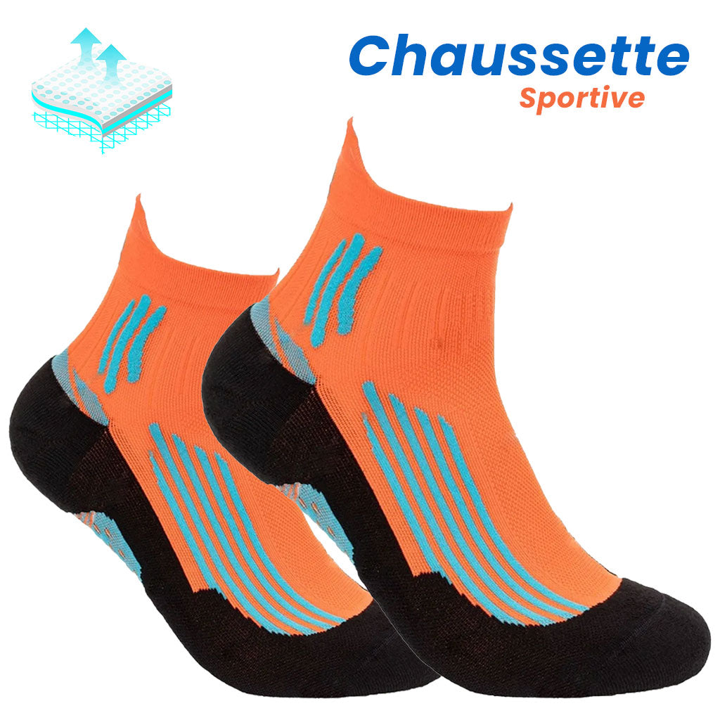 Chaussettes de Sport à la Cheville Antidérapant Orange – جوارب رياضية غير قابلة للإنزلاق