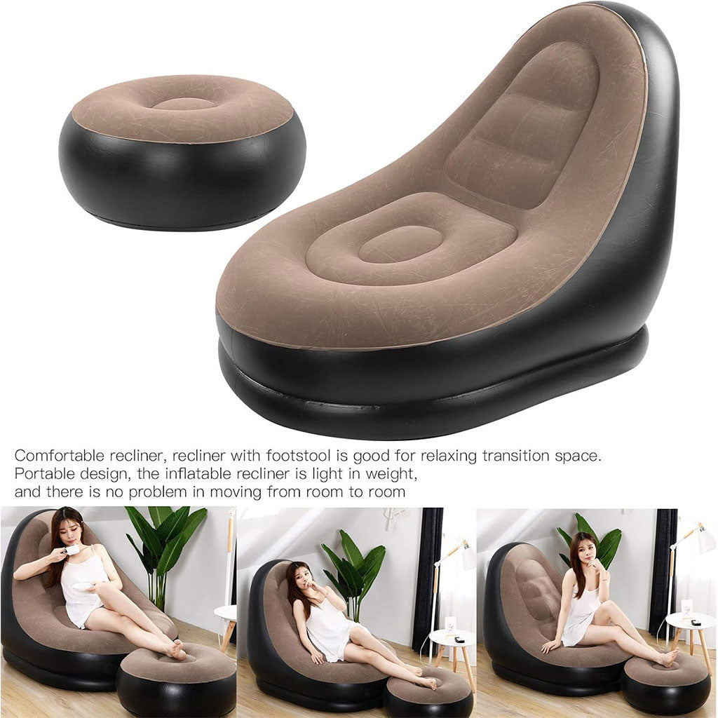 Chaise Gonflable avec Repose-Pieds Très Confortable – كرسي إسترخاء قابل للنفخ