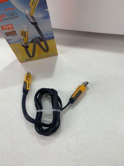 Câble de charge multifonction en nylon tressé durable 4 en 1 à double tête – شاحن سريع ومتين متعدد المنافذ