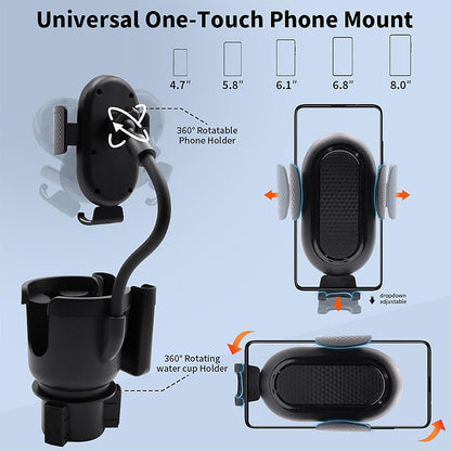 Support de téléphone pour voiture avec porte-gobelet rotation à 360° - حامل هواتف وأكواب في السيارة