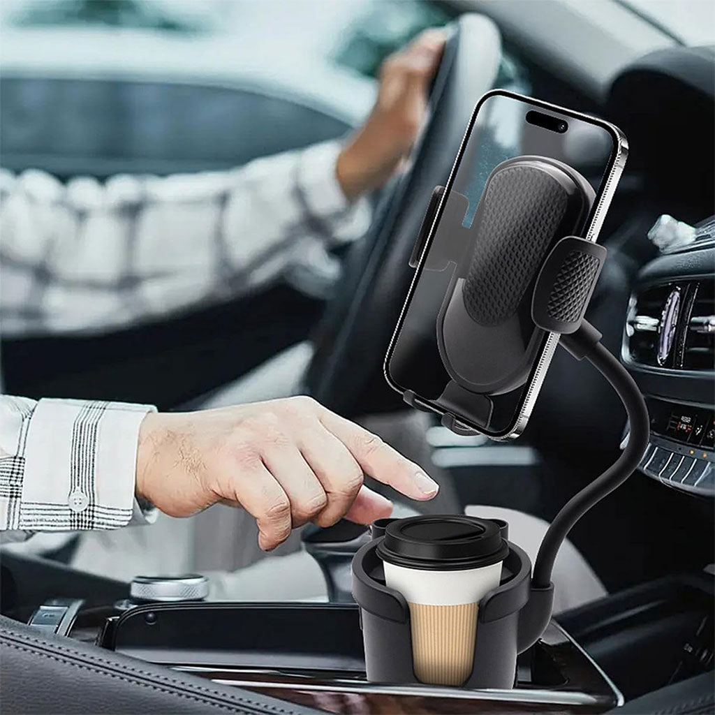 Support de téléphone pour voiture avec porte-gobelet rotation à 360° - حامل هواتف وأكواب في السيارة