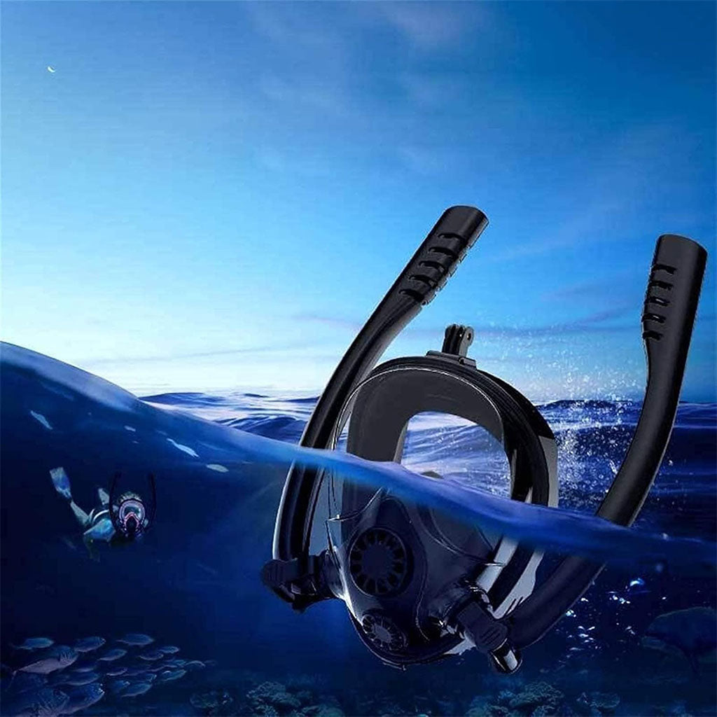 Masque de Plongée Intégral 180 ° Grande vue Anti-buée avec Double Tubes- قناع غوص إحترافي