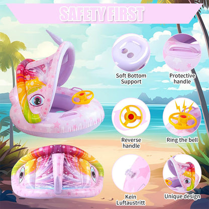 Bouée de natation gonflable pour bébé avec toit et Claxone – عوامة أطفال مع مظلة