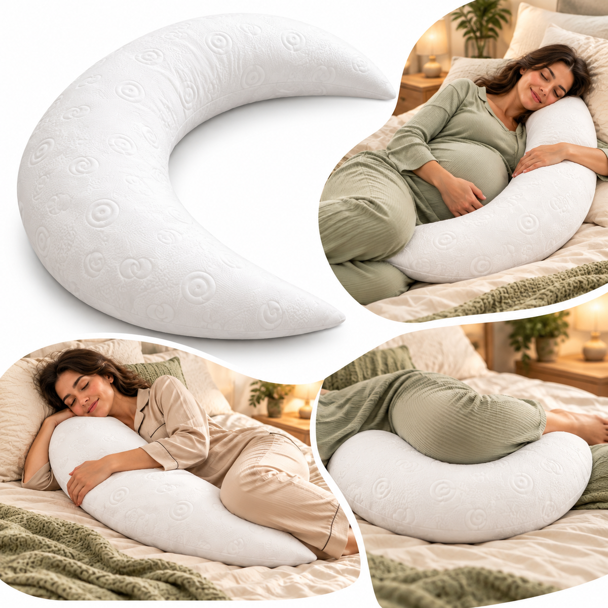 Coussin de Grossesse pour Sommeil et Repos - وسادة حمل ونوم مريحة على شكل هلال