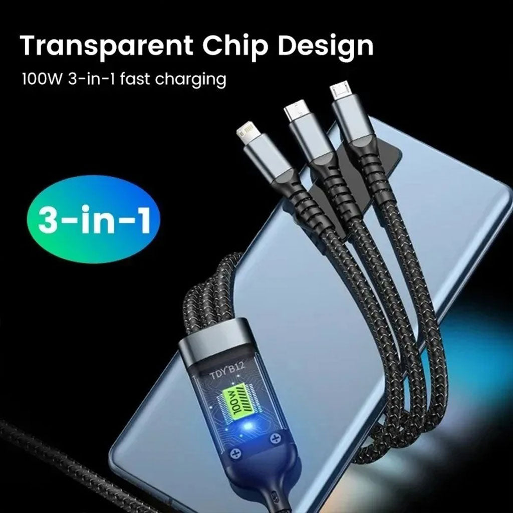 Câble USB 3en1 100W Charge rapide pour tout Type de Smartphone – كابل شحن سريع