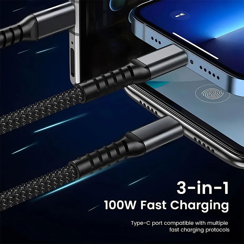Câble USB 3en1 100W Charge rapide pour tout Type de Smartphone – كابل شحن سريع