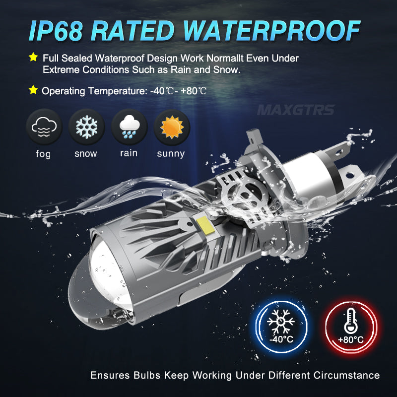 Kit Lampes Projecteur LED H4 36W Éclairage Full LED 6000K - طقم مصابيح بروجيكتور مدمجة للسيارات والدراجات