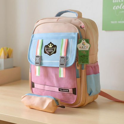 Sac à Dos pour Enfants avec Trousse Assortie 2605 Rose – حقيبة ظهر مدرسية للأطفال مع مقلمة وردي