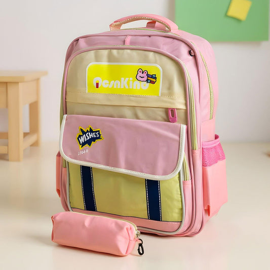 Sac à Dos pour Enfants avec Trousse Assortie 2504 Rose – حقيبة ظهر مدرسية للأطفال مع مقلمة وردي