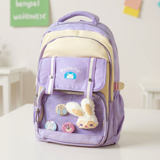 Sac à Dos Scolaire pour Enfants Style Kawaii BoShiKai Mauve – حقيبة ظهر مدرسية للأطفال بنفسجي