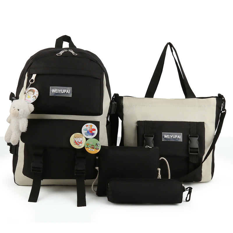 Ensemble de sacs d’école Kawai pour adolescents 4Pcs HAOLIDA V2 Noir – محفظة 4 قطع كاواي أسود
