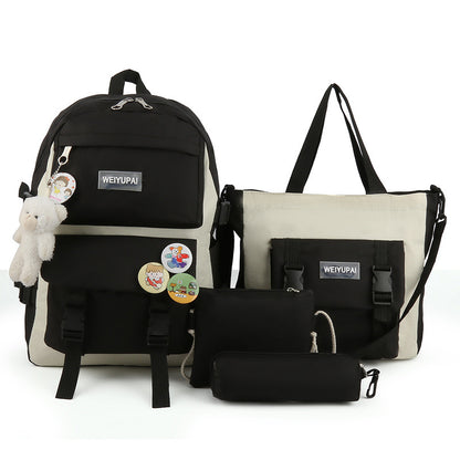 Ensemble de sacs d’école Kawai pour adolescents 4Pcs HAOLIDA V2 Noir – محفظة 4 قطع كاواي أسود