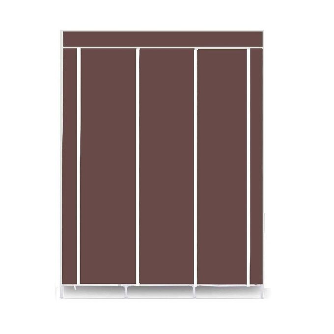 Armoire De Rangement et Penderie 7 Étages Porte Cintres Et Rideau Anti-Poussière