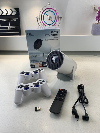Projecteur de Jeux Intelligent a Haute Résolution avec Deux Manettes – مشغل ألعاب وجهاز عرض على الحائط