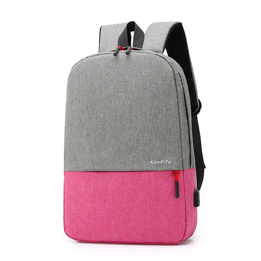 Sac à dos Bicolore Style Coréen Unisexe 127772-2 Rose – محفظة ظهر للكبار وردي