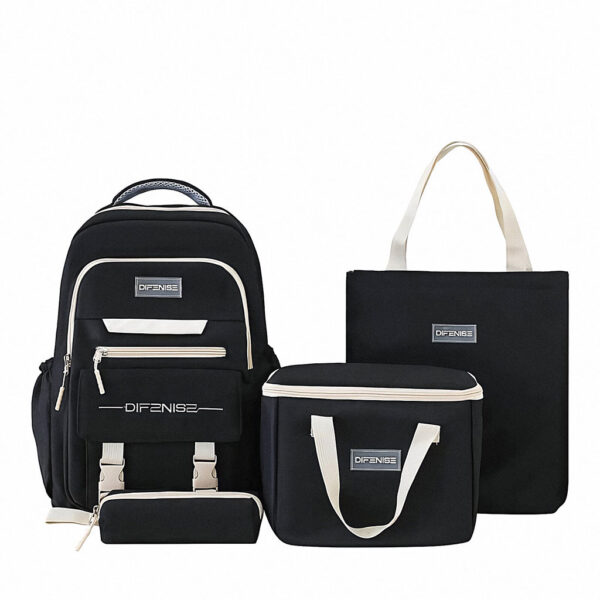 Ensemble de sac à dos kawaii 4Pcs avec porte manger isotherme noir – طقم محفظة مع حقيبة حفظ الطعام