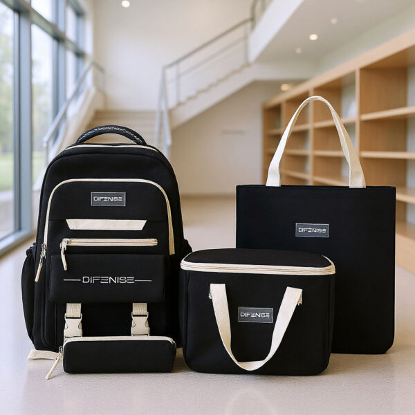 Ensemble de sac à dos kawaii 4Pcs avec porte manger isotherme noir – طقم محفظة مع حقيبة حفظ الطعام