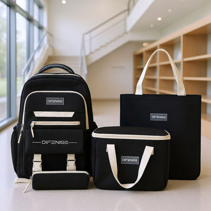 Ensemble de sac à dos kawaii 4Pcs avec porte manger isotherme noir – طقم محفظة مع حقيبة حفظ الطعام