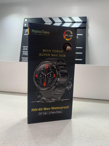 Smart Watch Haino Teko RW-60 MAX avec Lampe Torche et 3 Bracelets – ساعة ذكية أصلية