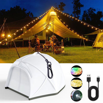 Guirlande lumineuse LED en forme de tente portable rechargeable pour camping – مصباح تخييم على شكل خيمة