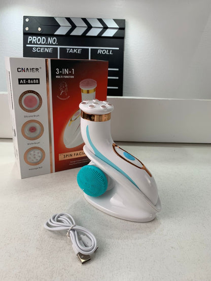 Brosse Nettoyante Électrique Cnaier AE-8788 3 Têtes Rotatives Recharge USB – جهاز تنظيف البشرة بعمق