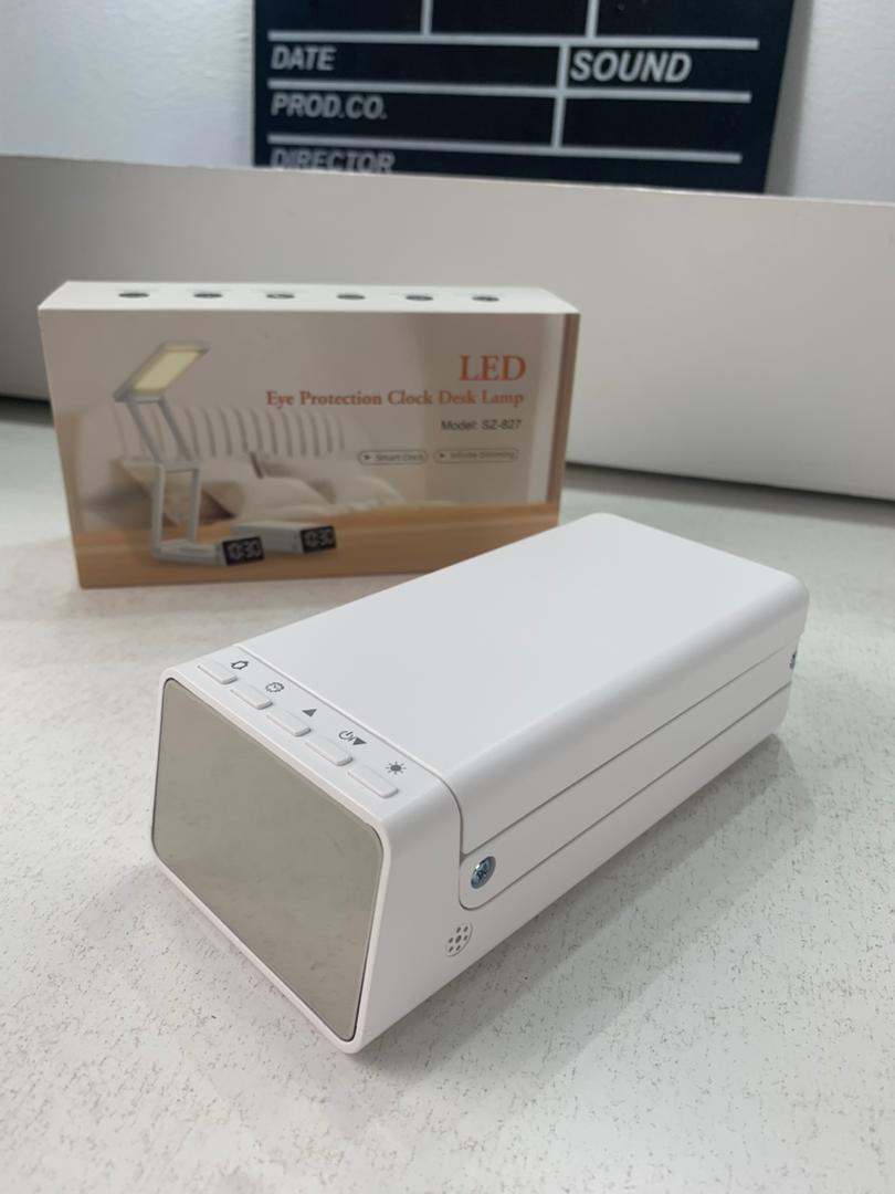 Lampe de bureau rechargeable sans fil avec réveil LED et power bank 10 000 mAh – مصباح مكتب ومصباح مع شاحن متنقل