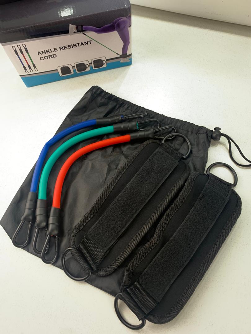 Bandes de résistance pour les jambes avec sangle de cheville 5Pcs – طقم أشرطة تدريب قابلة للتمدد