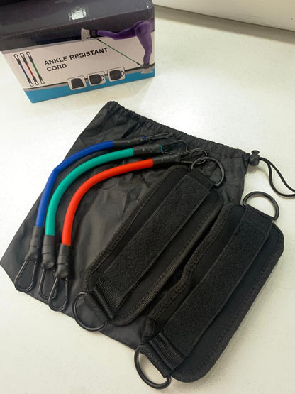 Bandes de résistance pour les jambes avec sangle de cheville 5Pcs – طقم أشرطة تدريب قابلة للتمدد
