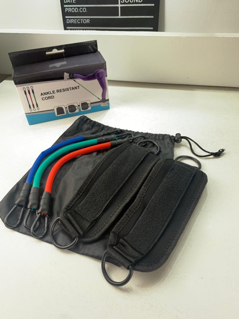 Bandes de résistance pour les jambes avec sangle de cheville 5Pcs – طقم أشرطة تدريب قابلة للتمدد
