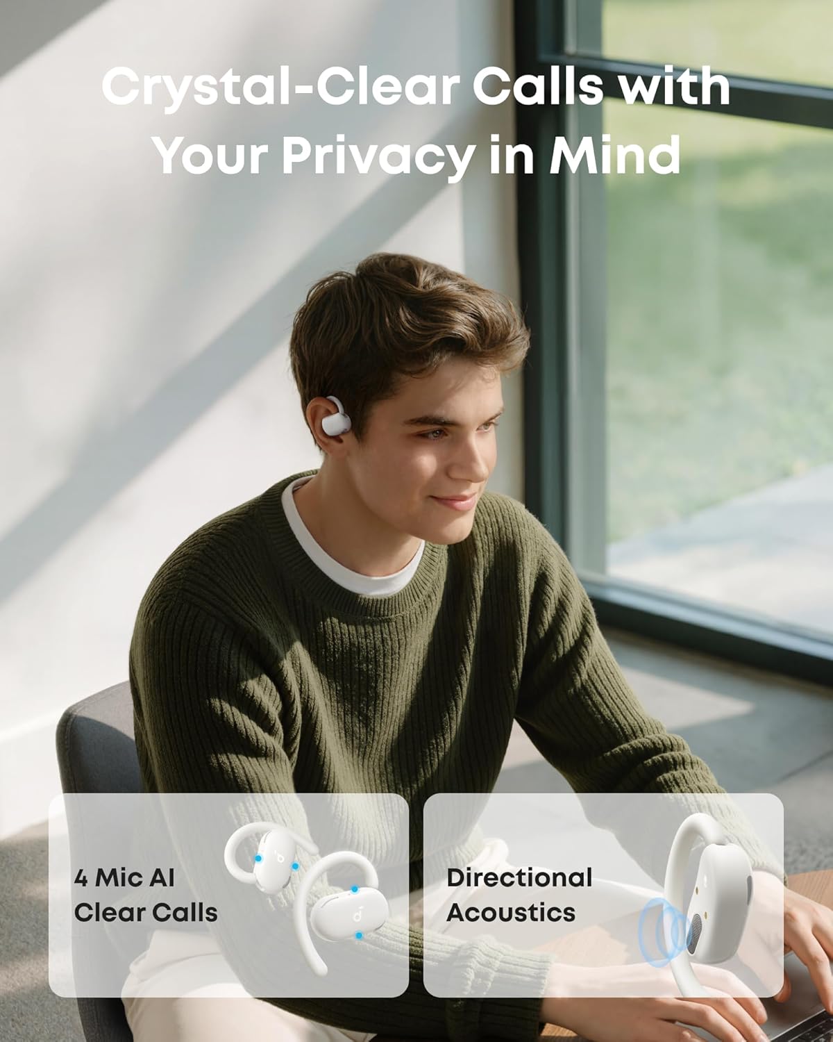 Écouteurs Open-Ear soundcore by Anker V20i Crochets Ajustables Autonomie 36H et Lumières LED - سماعات أنكر اللاسلكية ذات التصميم المفتوح والخطاف