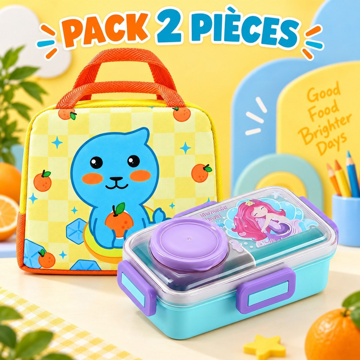 Pack Repas Enfant Complet – Sac Isotherme + Boîte à Lunch - وجبة طفلك المتكامل – حقيبة عازلة + علبة غداء
