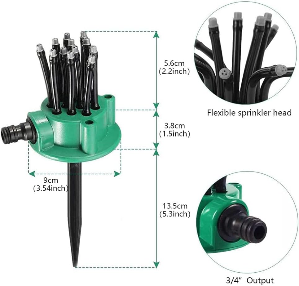 Arroseur de Jardin Rotatif 360 dégrée Multidirectionnel 12 Tuyaux Flexibles - رشاش مياه حدائق متعدد الاتجاهات 360 درجة بـ 12 خرطوم مرن