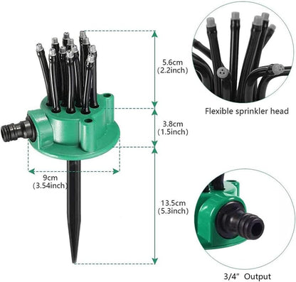 Arroseur de Jardin Rotatif 360 dégrée Multidirectionnel 12 Tuyaux Flexibles - رشاش مياه حدائق متعدد الاتجاهات 360 درجة بـ 12 خرطوم مرن