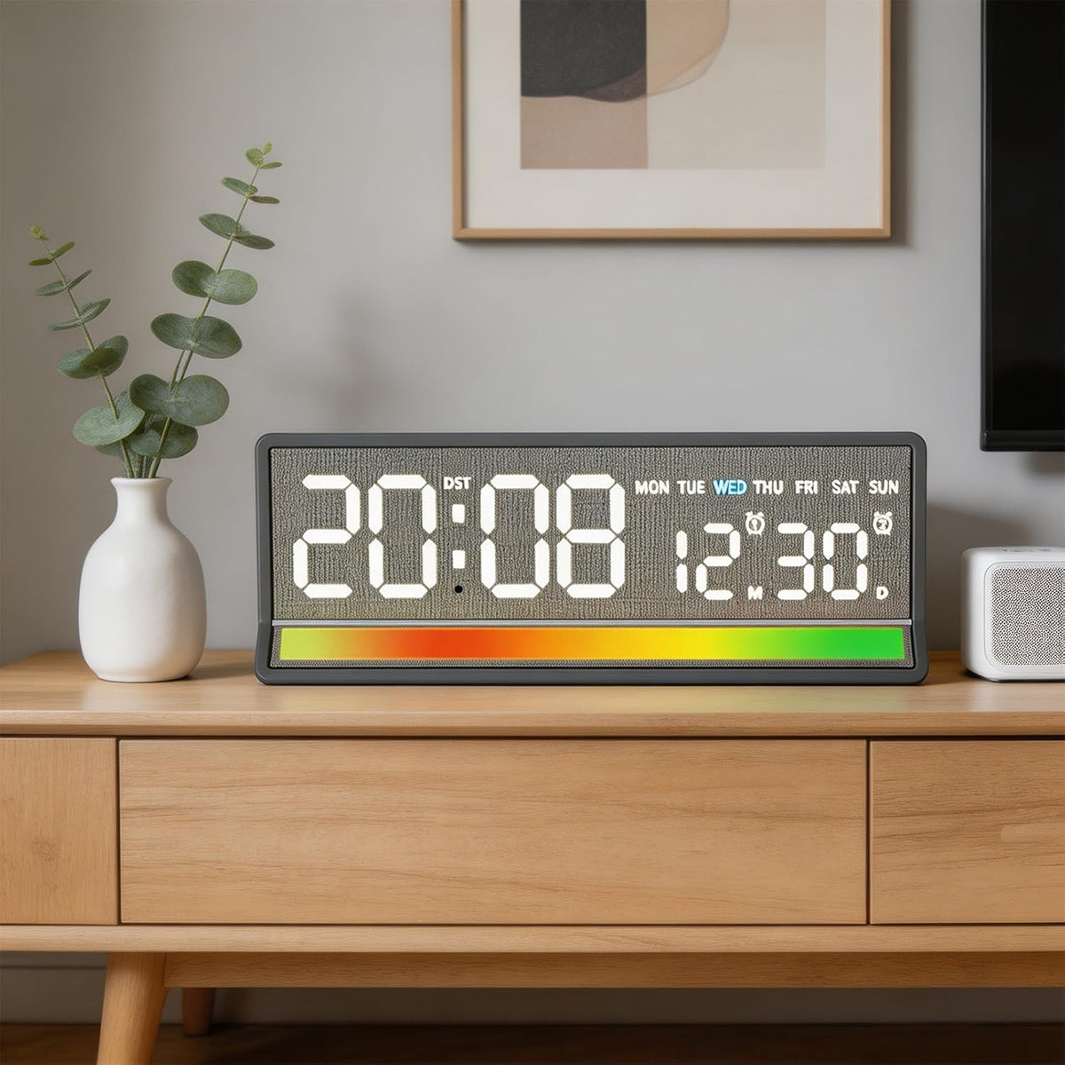 Horloge LED Numérique avec Éclairage Coloré Réactif au Son 5536 - ساعة رقمية بإضاءة ملونة تتفاعل مع الصوت