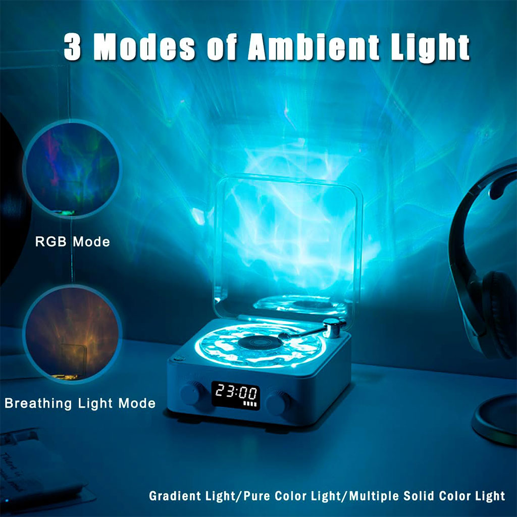 Lecteur Vinyle Sans Fil Bluetooth avec Effet Lumineux RVB – مكبر صوت بلوتوث