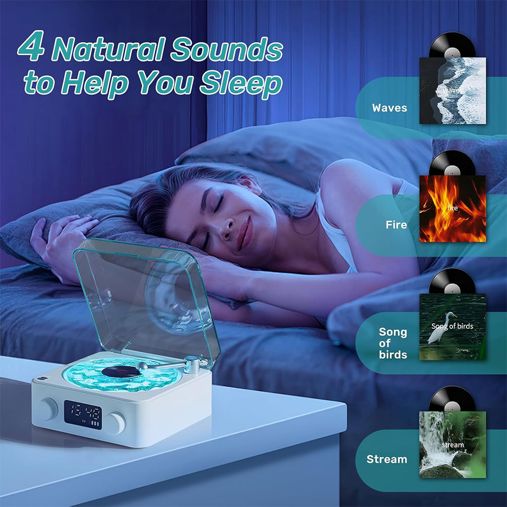 Lecteur Vinyle Sans Fil Bluetooth avec Effet Lumineux RVB – مكبر صوت بلوتوث