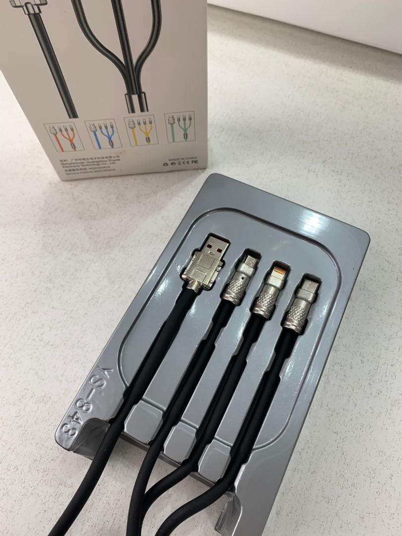 Câble de charge Rapide 3en1 Câble USB de 1.2 m avec 3 connecteurs 100W – كابل شحن سريع