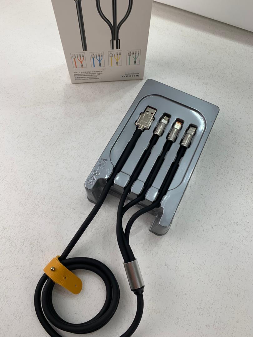 Câble de charge Rapide 3en1 Câble USB de 1.2 m avec 3 connecteurs 100W – كابل شحن سريع