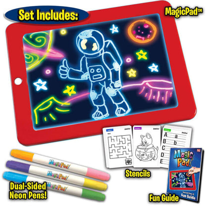 Tablette à dessin magique 3D avec lumière LED et stylo aquarelle – لوحة رسم ثلاثية الأبعاد مزودة بإضاءة أقلام مائية ملونة